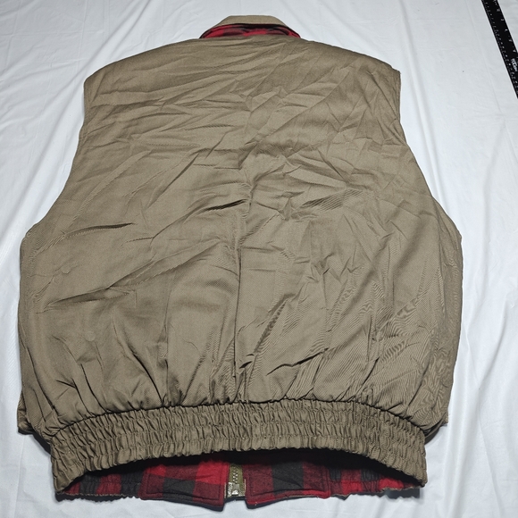 Ozark Trial Mens Khaki Red Flannel Plaid Outdoor Zipper Fishing Vest Size XLarge - Picture 2 of 10